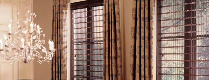 Woven wood shades with natural texture